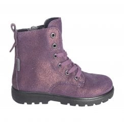 Anni | Purple Nubuck | Girls Zip & Lace Waterproof Short Boots