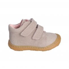 Chrisy | Grey Pink Nubuck | Childrens Touch Fastening  Pre-Walking Boots