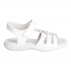 Cleo | White Leather | Girls Classic T-Bar Open Sandals