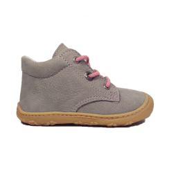 Cory | Grey Nubuck | Pre-Walker | Girls First Booties Cute Pink Laces