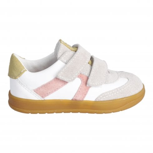 Ricosta Dakota | White Leather Multi | Girls Adjustable Fit Lightweight Sneaker Shoes