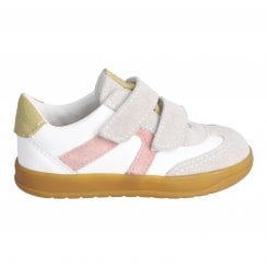 Dakota | White Leather Multi | Girls Adjustable Fit Lightweight Sneaker Shoes