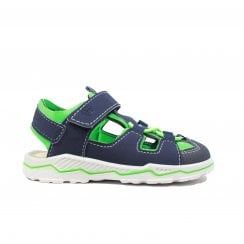 Gery | Blue with Electric Green Closed Toe Open Shoes