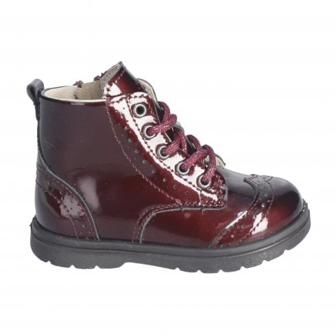 Ricosta Jemmy | Burgundy Patent | Girls Lace & Zip Supportive Ankle Boots