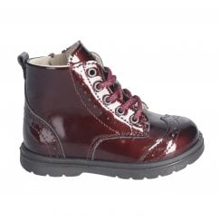 Jemmy | Burgundy Patent | Girls Lace & Zip Supportive Ankle Boots