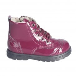 Jemmy | Merlot Patent | Girls Zip-Up Brogue Ankle Boots
