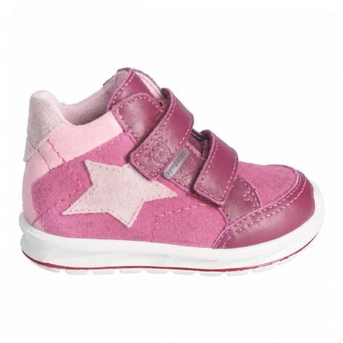 Ricosta Kimi | Pink Suede | Girls Twin Riptape Strap Supportive Waterproof Ankle Boots
