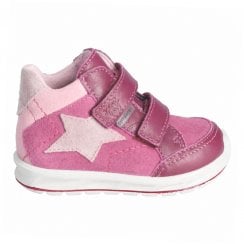 Kimi | Pink Suede | Girls Twin Riptape Strap Supportive Waterproof Ankle Boots