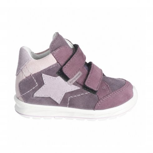 Ricosta Kimi | Purple Suede | Girls Comfortable Touch Fastening Waterproof Ankle Boots