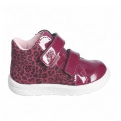 Laury | Burgundy Suede/Patent | Girls Double Riptape Strap Waterproof Ankle Boots