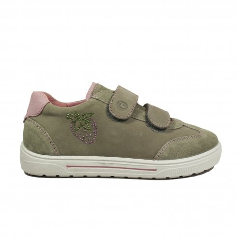 Ricosta Lima | Green | Kids Riptape Diamante Strawberry Shoes