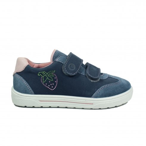 Ricosta Lima | Reef Navy with a Gem Strawberry | Older Girls Double Riptape Shoes