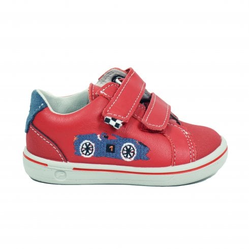 Ricosta Luigi | Red/Blue | Childrens Fun Racing Car Riptape Shoes