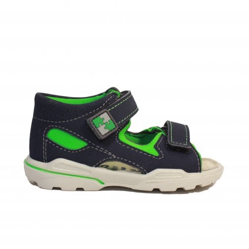Ricosta Manto | Navy - Neongreen | Kids Machine Washable Supportive Summer Sandals