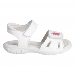 Mima | White Leather | Girls Adjustable Summer Sandals