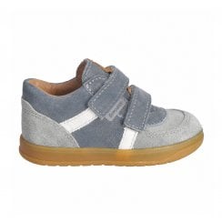 Nero | Grey Suede | Childrens Double Riptape Strap Waterproof Boots