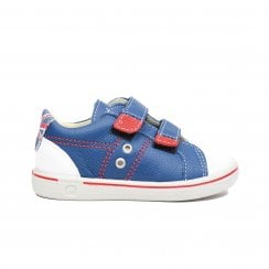 Nippy | Enzian Blue Union Jack | Kids Leather Double Riptape Casual Shoes