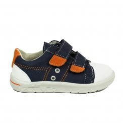 Nippy | Navy/Orange Leather | Kids Easy-on Casual Shoes