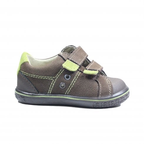 Ricosta Nipy | Brown Leather - Green Flashes | Boys First Walking Shoes