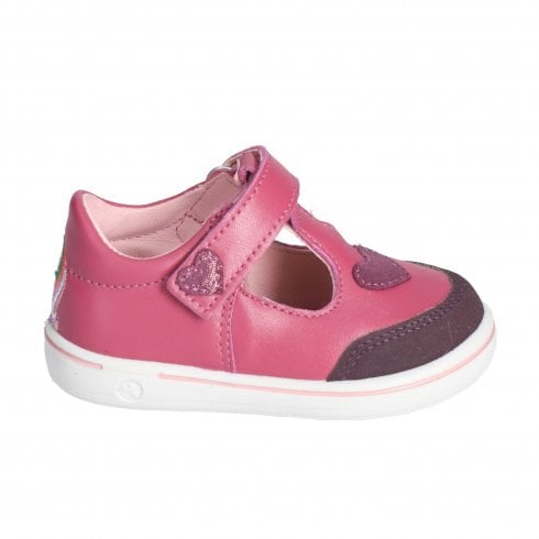 Ricosta Odile | Fuchsia Pink Leather | Little Girls Unicorn Casual T-Bar Shoes