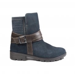 Rea | See Navy Suede/Leather | Waterproof | Girls Cowboy Style Ankle Boots