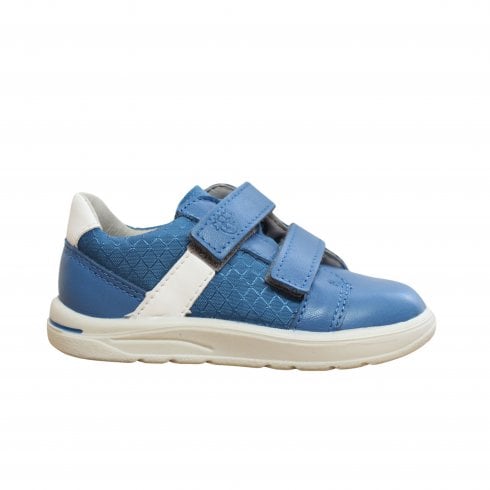 Ricosta Riley | Adriatic Blue | Childrens Riptape Leather Casual Shoes