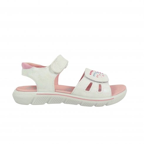 Ricosta Sarah | Bianco | Girls Classic White Sandal with Heart Decorations