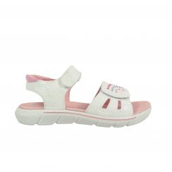 Sarah | Bianco | Girls Classic White Sandal with Heart Decorations
