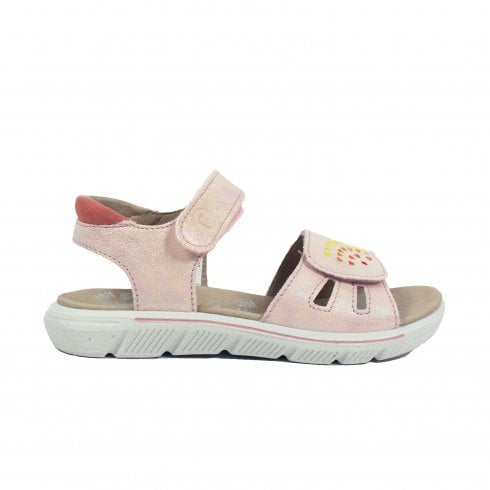 Ricosta Sarah | Nude Pink | Girls Heart Embroidered Open-Toe Sandals
