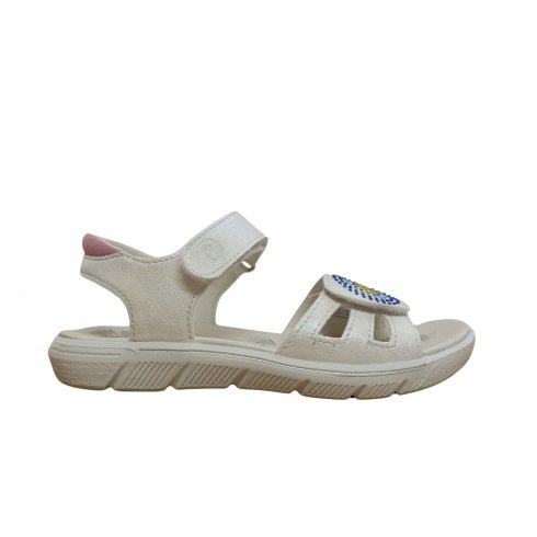 Ricosta Sarah | White | Childrens Diamante Adjustable Sandals