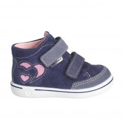 Sini | Nautic Navy  | Girls Pink Hearts Waterproof Boots