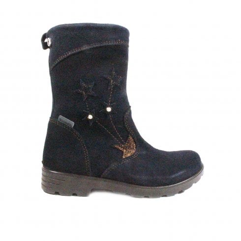 Ricosta Steffi | Navy | Waterproof | Girls Mid Calf Fleece Lined Boots