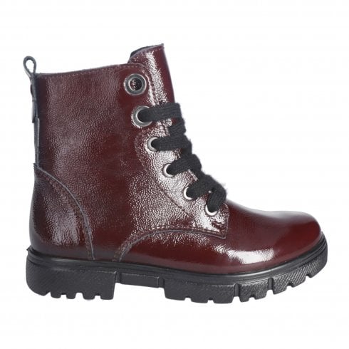 Ricosta Suri | Bordeaux Patent | Girls Burgundy Lace/Zip-up Ankle Boots