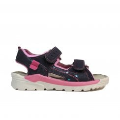 Tajo | Dark Navy & Pink | Water Friendly | Machine Washable Girls Supportive Summer Sandals