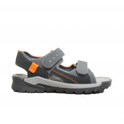 Tajo | Grey/Orange | Machine Washable | Boys Adjustable Walking Sandals