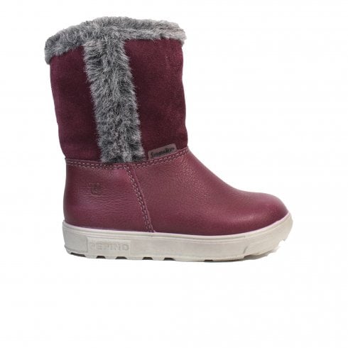 Ricosta Usky | Merlot Suede/Leather | Girls Purple Warm-Lined Zip-up Boots