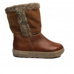 Usky | Tan Leather | Toddler Girls First Warm Long-Leg Boots