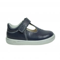 Winona | Navy Leather | Girls Traditional Smart T-Bar Shoes